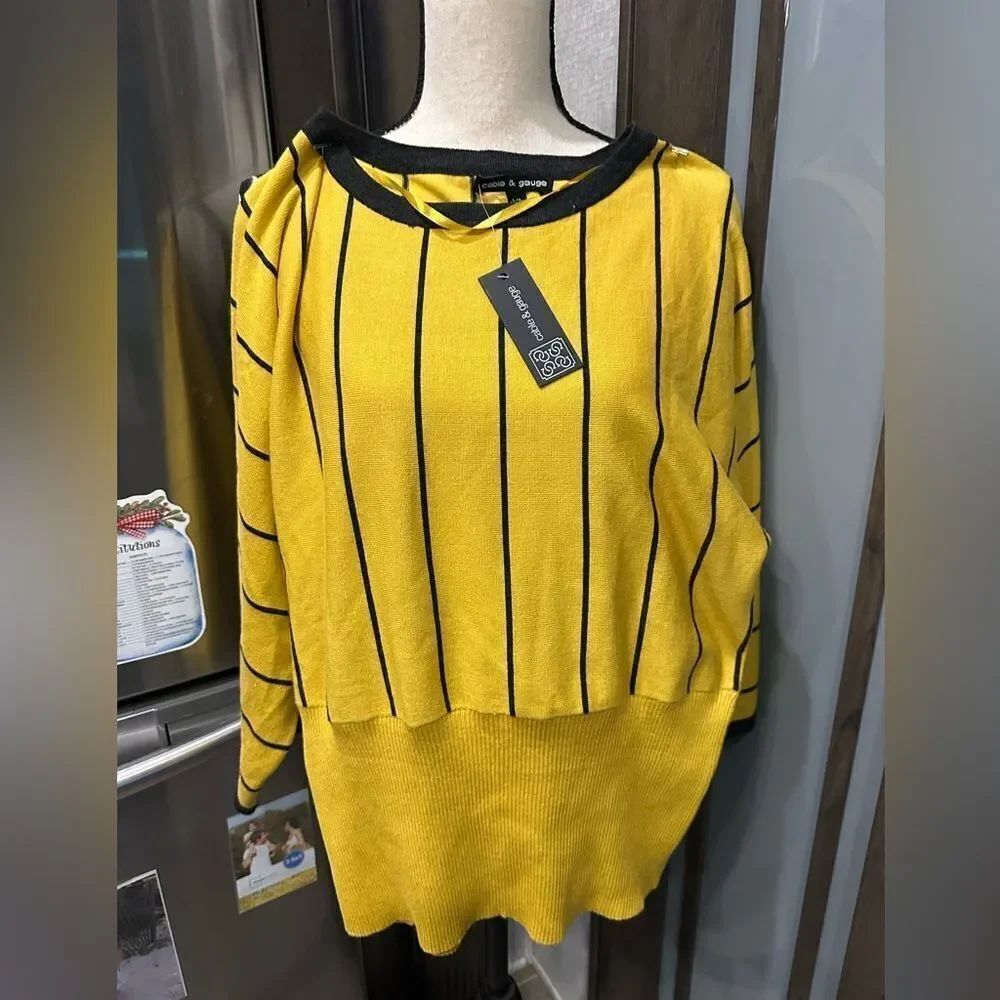Nwt cable & Gage Yellow and Black Striped Sweater